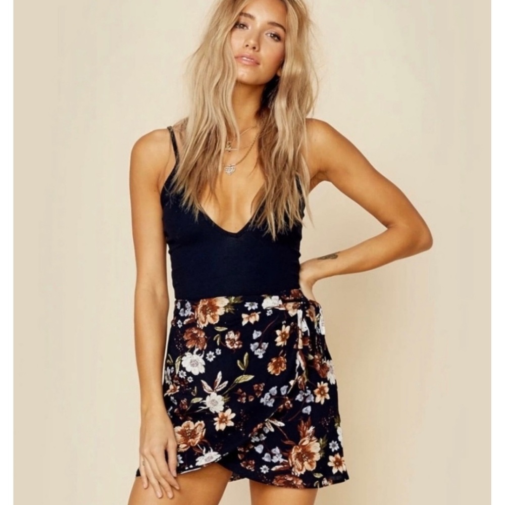 Sage The Label Route 81 Dark Floral Mini Skirt